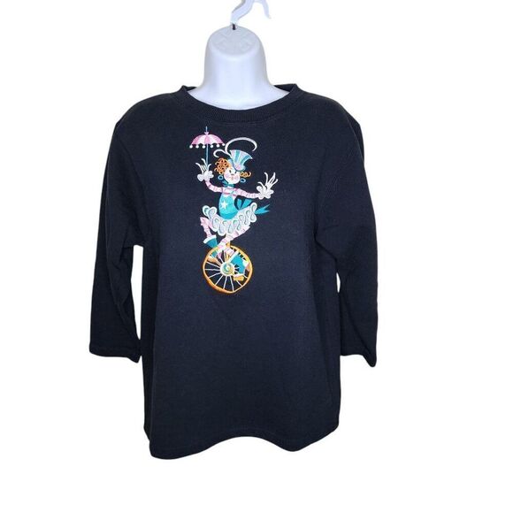 Bob Mackie Clown Sweatshirt Womens Size S Black Art to Wear 2 Sided Embroidered - Picture 2 of 6